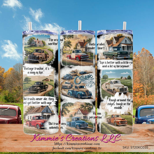 A Classic Trucks Life Story Skinny Tumbler - skinny tumbler