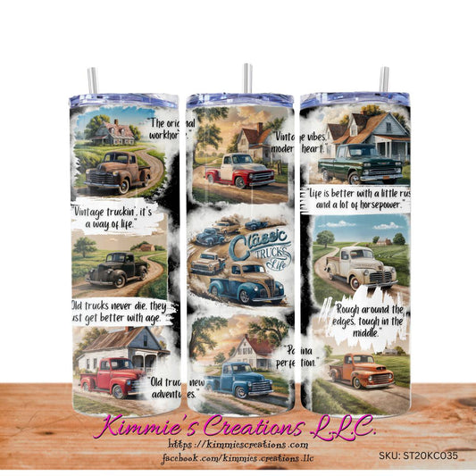 A Classic Trucks Life Story Skinny Tumbler - skinny tumbler