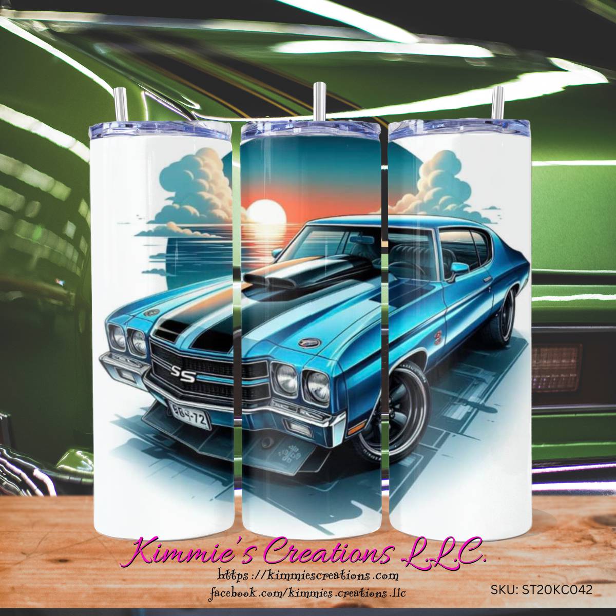 Blue SS Classic Car Skinny Tumbler - skinny tumbler