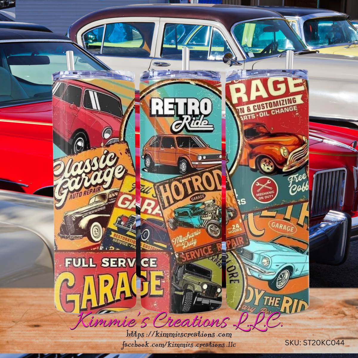 Classic Garage Signs on a Skinny Tumbler with 2 design choices - 1 - skinny tumbler