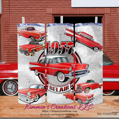 1957 Belair Classic Car on a Skinny Tumbler - skinny tumbler