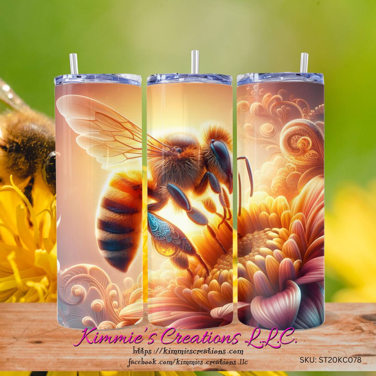 Bee on a Flower - skinny tumbler