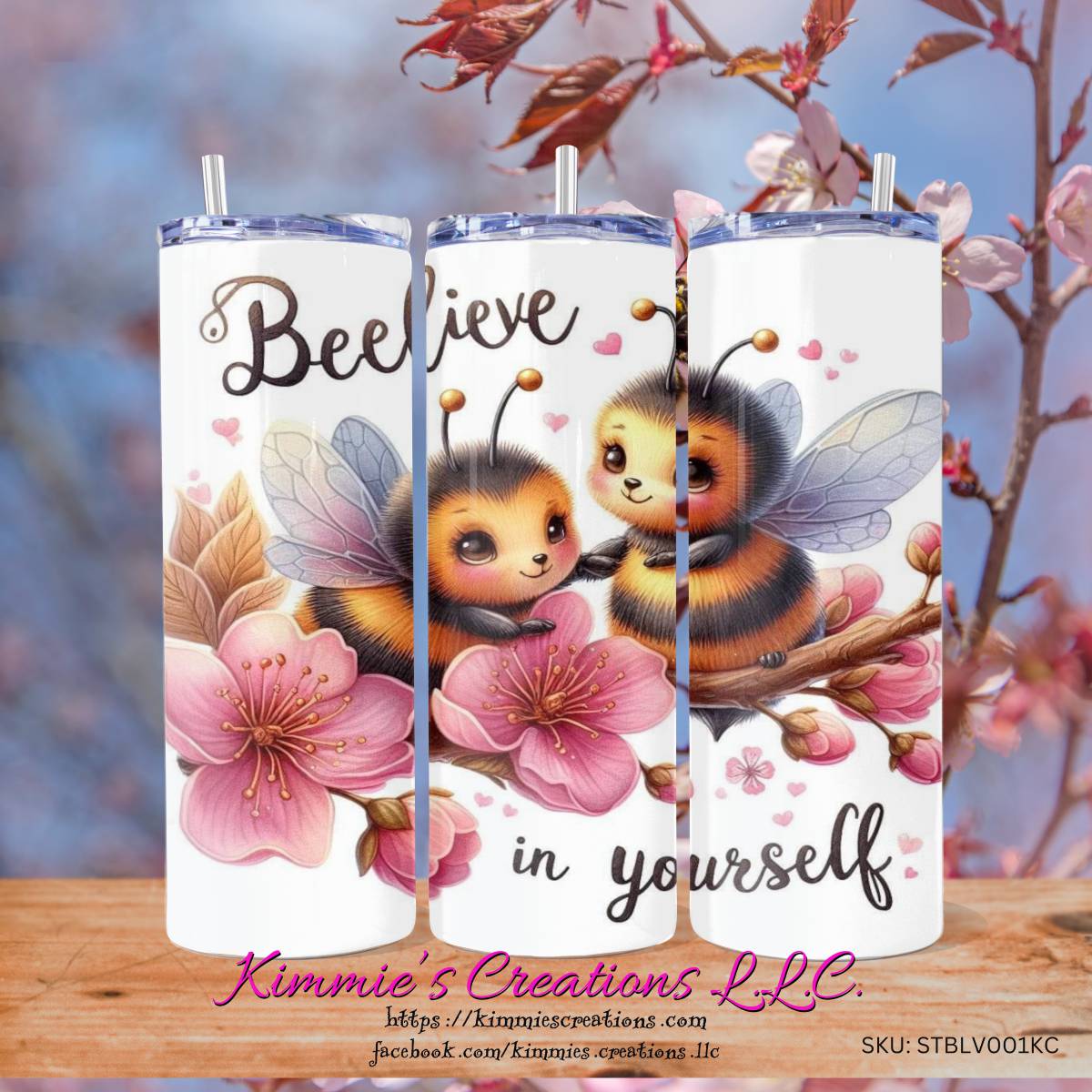Beelieve & Empower Yourself with Beelief! - an Inspirational Skinny Tumbler - skinny tumbler
