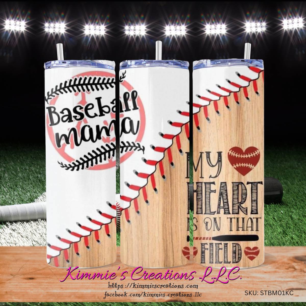 Heart on the Field: Baseball Mama - a Skinny Tumbler - skinny tumbler