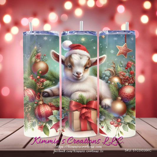 Baby Goat Christmas skinny tumbler