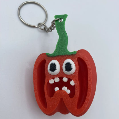 Screaming Bell Pepper Keychain or Zipper Pull
