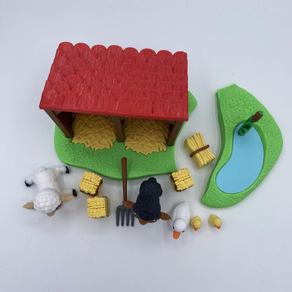 Sheep Tiny Farm Playset - 3D Printed Mini Farm with Sheep, Ducks &amp; Hay