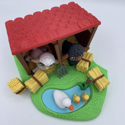 Sheep Tiny Farm Playset - 3D Printed Mini Farm with Sheep, Ducks &amp; Hay