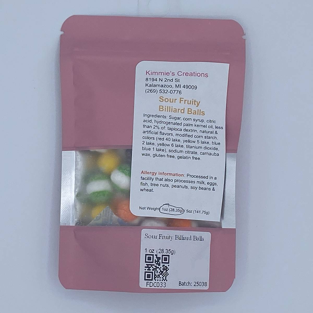 Sour Fruity Billiard Balls - 1 oz - freeze-dried candy