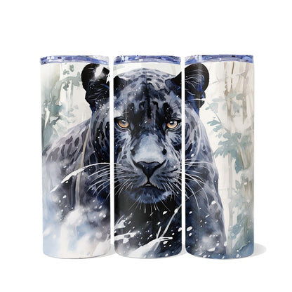 Stalking Black Panther Dual Opening Skinny Tumbler
