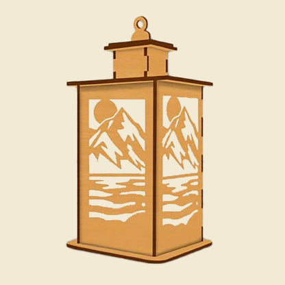 Sunset Mountain Lantern Cupola Design with a flameless candle and 6 design choices - 01 / Warm Graphite - decor