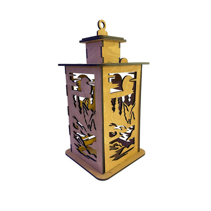 Sunset Mountain Lantern Cupola Design with a flameless candle and 6 design choices - 03 / Teak - decor