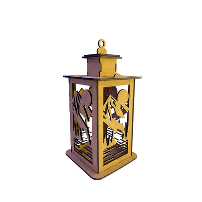 Sunset Mountain Lantern Cupola Design with a flameless candle and 6 design choices - 05 / Teak - decor