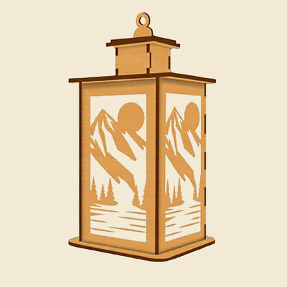 Sunset Mountain Lantern Cupola Design with a flameless candle and 6 design choices - 05 / Rosewood - decor