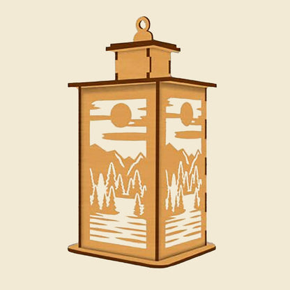 Sunset Mountain Lantern Cupola Design with a flameless candle and 6 design choices - 06 / Rosewood - decor