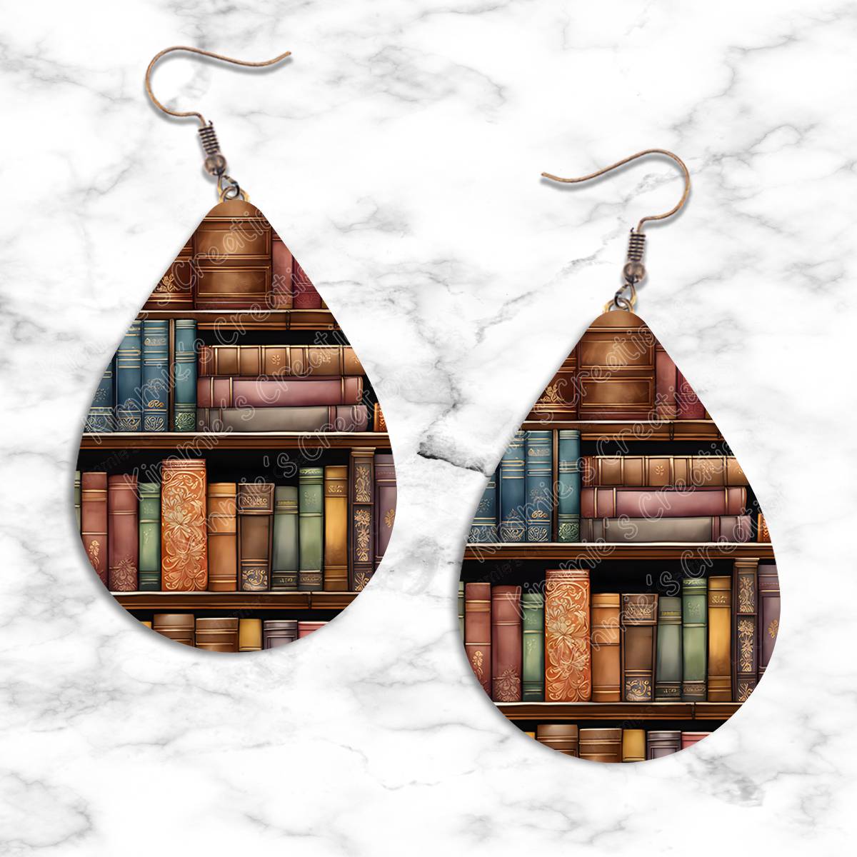 Bookshelves Teardrop Earring Collection - 04 - jewelry