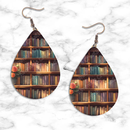 Bookshelves Teardrop Earring Collection - Kimmie's Creations L.L.C.