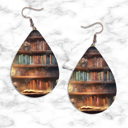 Bookshelves Teardrop Earring Collection - Kimmie's Creations L.L.C.