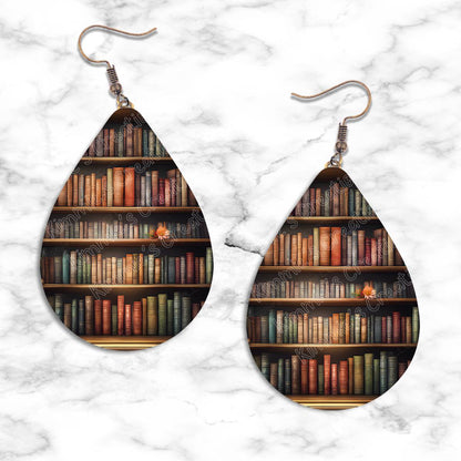 Bookshelves Teardrop Earring Collection - Kimmie's Creations L.L.C.