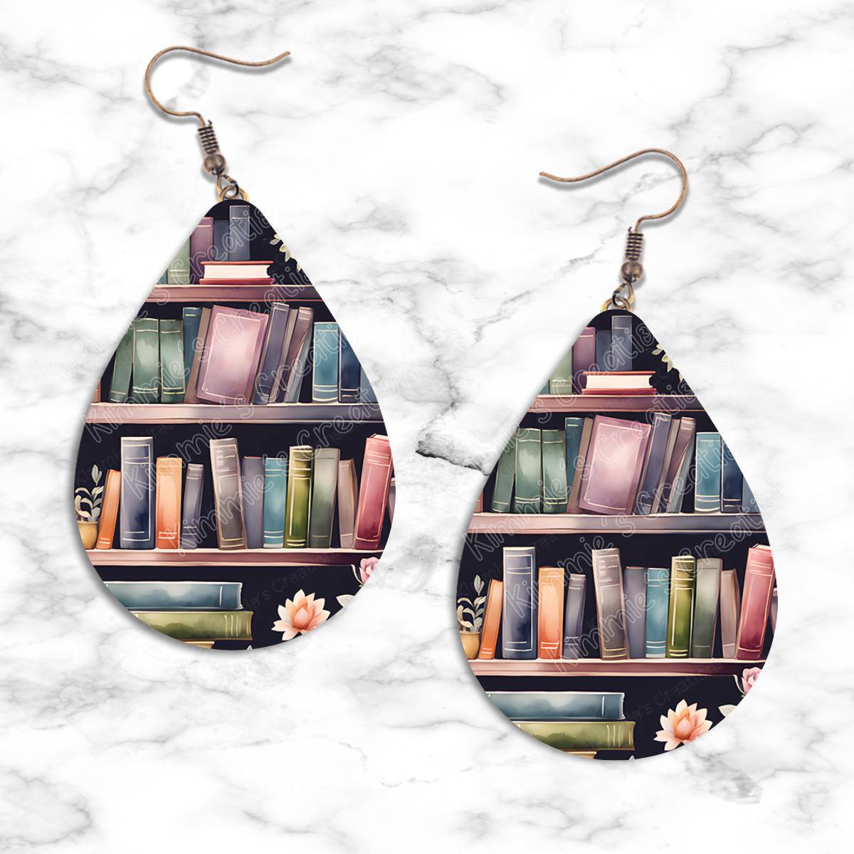 Bookshelves Teardrop Earring Collection - 12 - jewelry