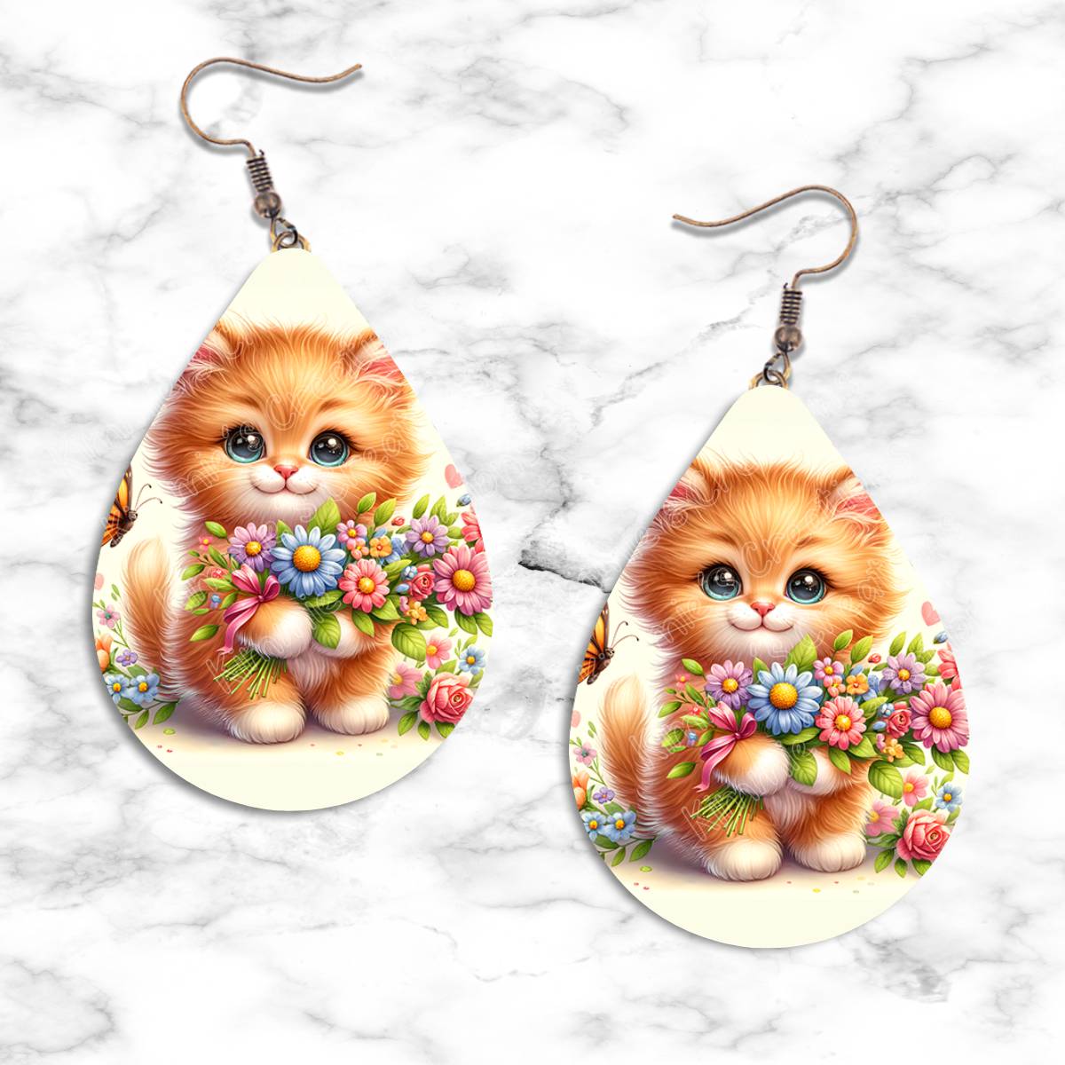 Kittens and Flowers Teardrop Earring Collection - Kimmie's Creations L.L.C.