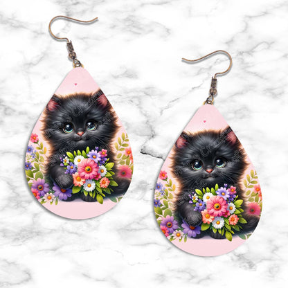 Kittens and Flowers Teardrop Earring Collection - Kimmie's Creations L.L.C.