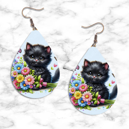 Kittens and Flowers Teardrop Earring Collection - Kimmie's Creations L.L.C.