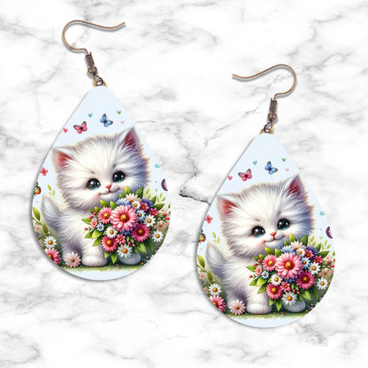 Kittens and Flowers Teardrop Earring Collection - Kimmie's Creations L.L.C.