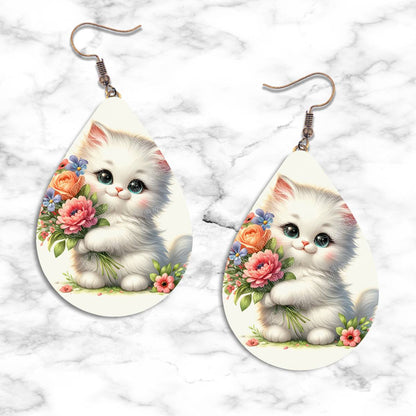 Kittens and Flowers Teardrop Earring Collection - Kimmie's Creations L.L.C.