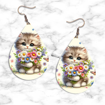Kittens and Flowers Teardrop Earring Collection - Kimmie's Creations L.L.C.