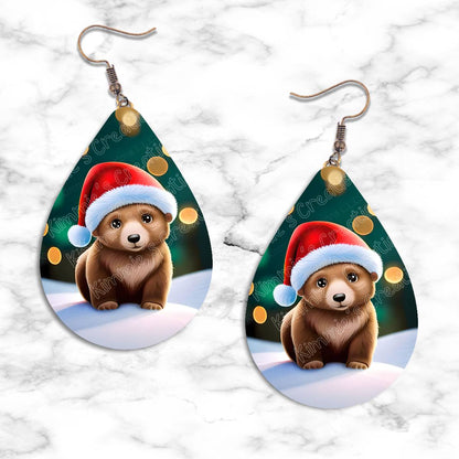 Bear Cub Christmas Teardrop Earring Collection - Kimmie's Creations L.L.C.