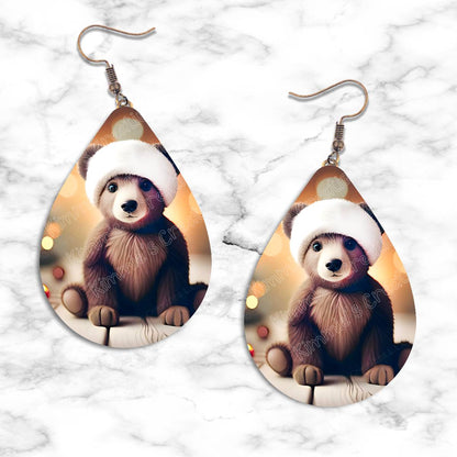 Bear Cub Christmas Teardrop Earring Collection - Kimmie's Creations L.L.C.