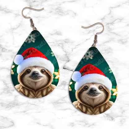 Sloth Christmas Teardrop Earring Collection - 01 - jewelry