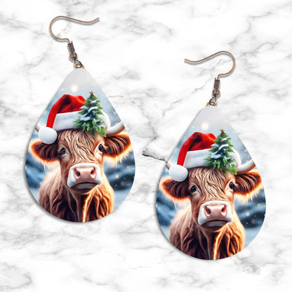 Highland Cow Christmas Teardrop Earring Collection - Kimmie's Creations L.L.C.