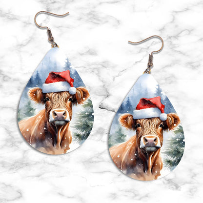 Highland Cow Christmas Teardrop Earring Collection - Kimmie's Creations L.L.C.