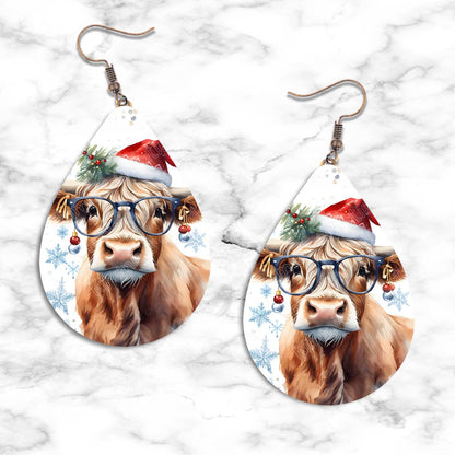 Highland Cow Christmas Teardrop Earring Collection - Kimmie's Creations L.L.C.