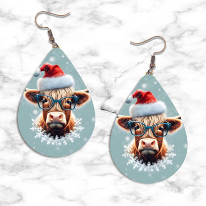 Highland Cow Christmas Teardrop Earring Collection - Kimmie's Creations L.L.C.