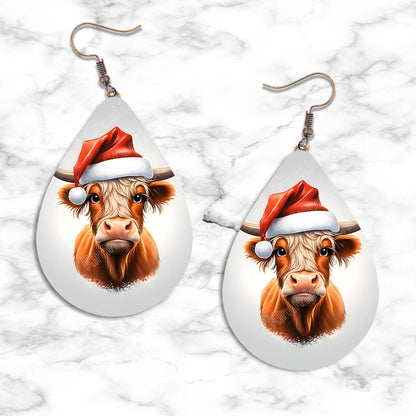 Highland Cow Christmas Teardrop Earring Collection - Kimmie's Creations L.L.C.