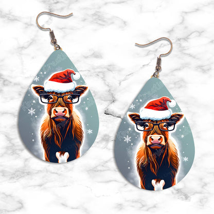 Highland Cow Christmas Teardrop Earring Collection - Kimmie's Creations L.L.C.