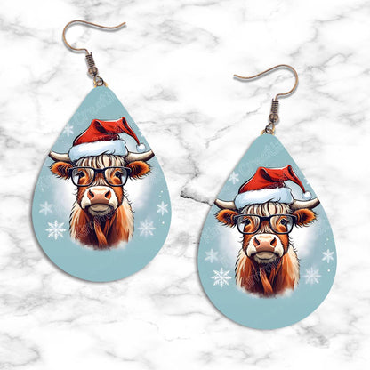 Highland Cow Christmas Teardrop Earring Collection - Kimmie's Creations L.L.C.