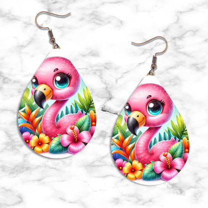 Cartoonish Flamingo Teardrop Earring Collection - 03 - jewelry
