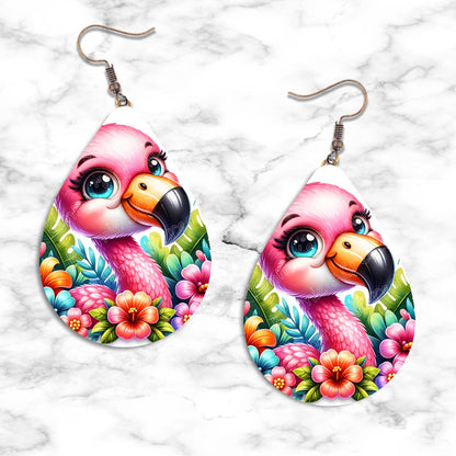 Cartoonish Flamingo Teardrop Earring Collection - 04 - jewelry