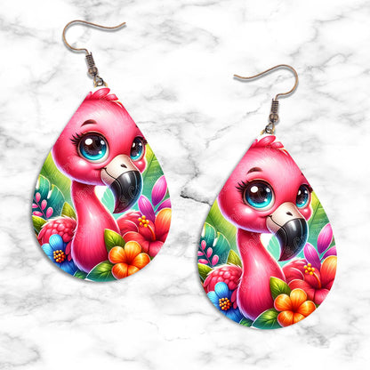 Cartoonish Flamingo Teardrop Earring Collection - 05 - jewelry