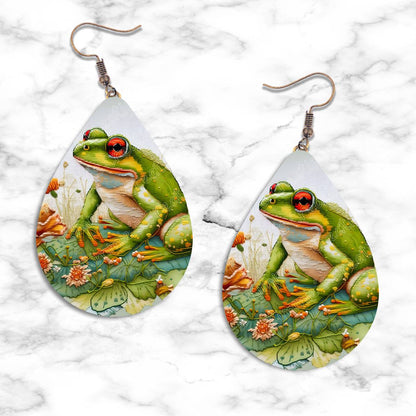 Needlework Frog Teardrop Earring Collection - 01 - jewelry
