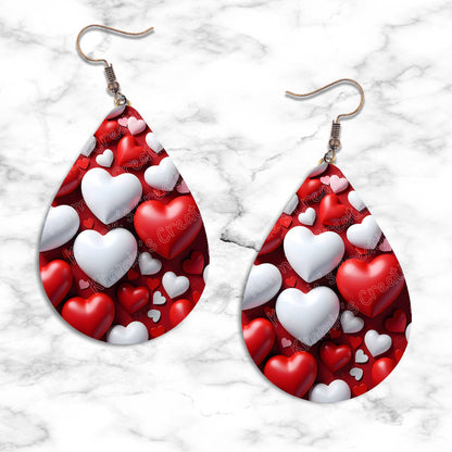 Valentines Hearts Teardrop Earring Collection - 03 - jewelry