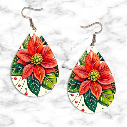 Poinsettia Teardrop Earring Collection - 01 - jewelry