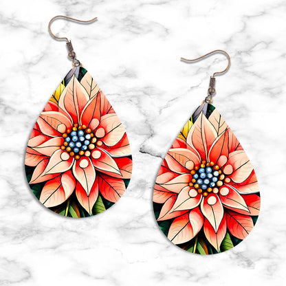 Poinsettia Teardrop Earring Collection - 03 - jewelry