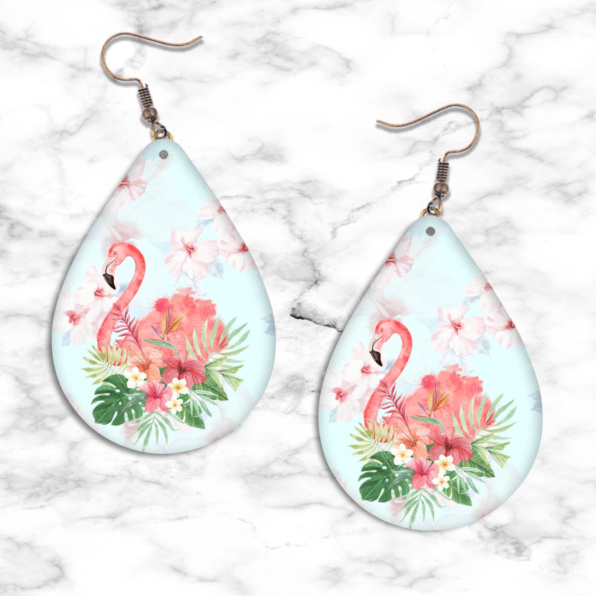 Watercolor Flamingo Teardrop Earrings - jewelry