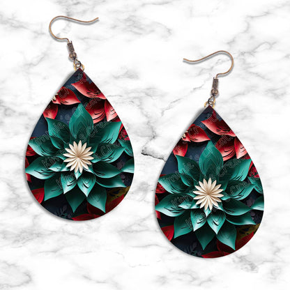 3D Poinsettia Teardrop Earring Collection - Kimmie's Creations L.L.C.