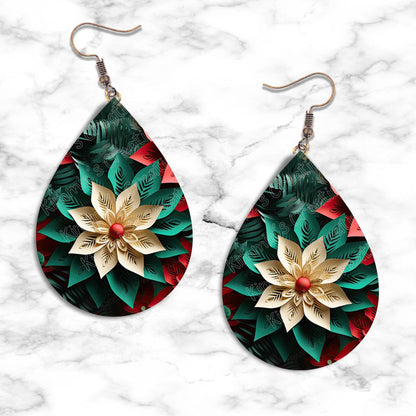 3D Poinsettia Teardrop Earring Collection - Kimmie's Creations L.L.C.